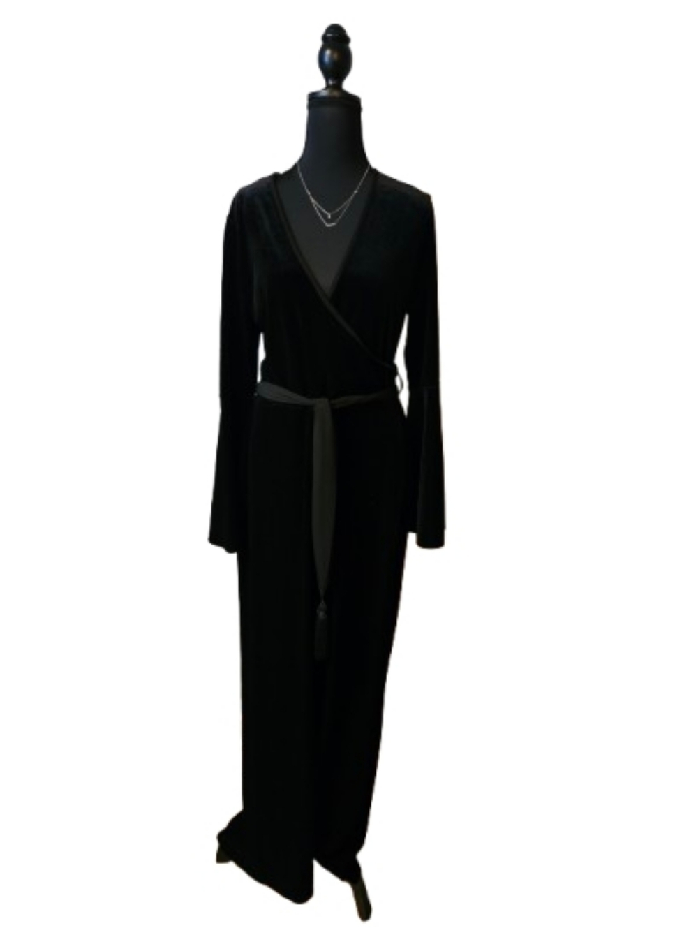 Calvin Klein Black Velvet Wrap Jumpsuit